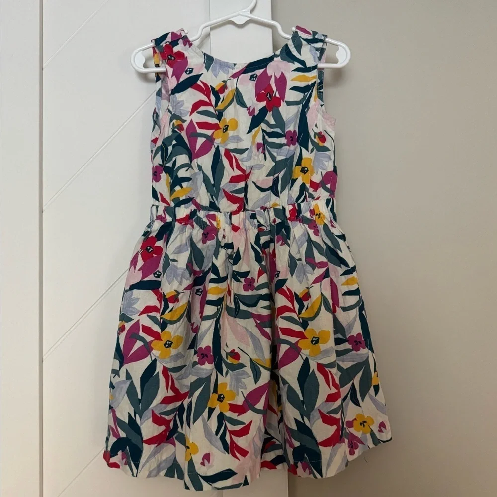 Carter's Toddler Girls Floral Linen Dress Keyhole Button Back Size 5T